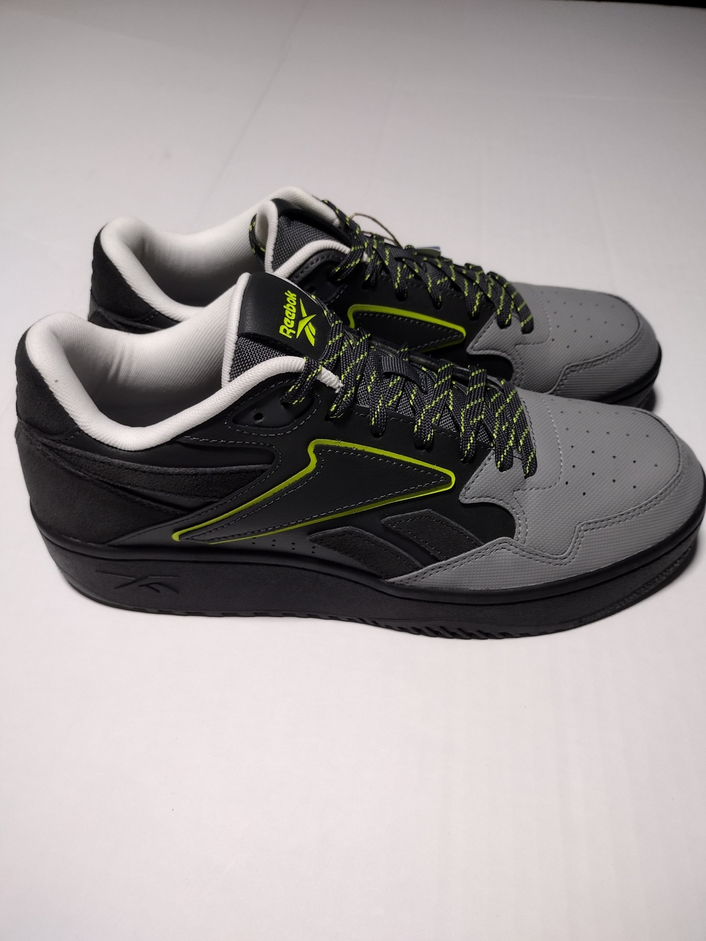 Reebok Men's Gray & Black Sneakers with Neon Green Accents